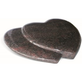 Double cœur funéraire en granit - Décor à graver - Sansone Origine