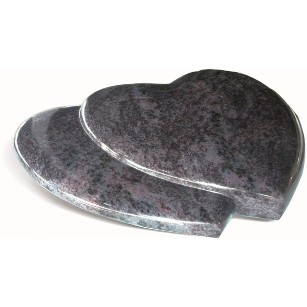 Double cœur funéraire en granit - Décor à graver - Sansone Origine
