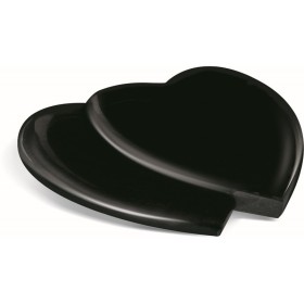 Double cœur funéraire en granit - Décor à graver - Sansone Origine